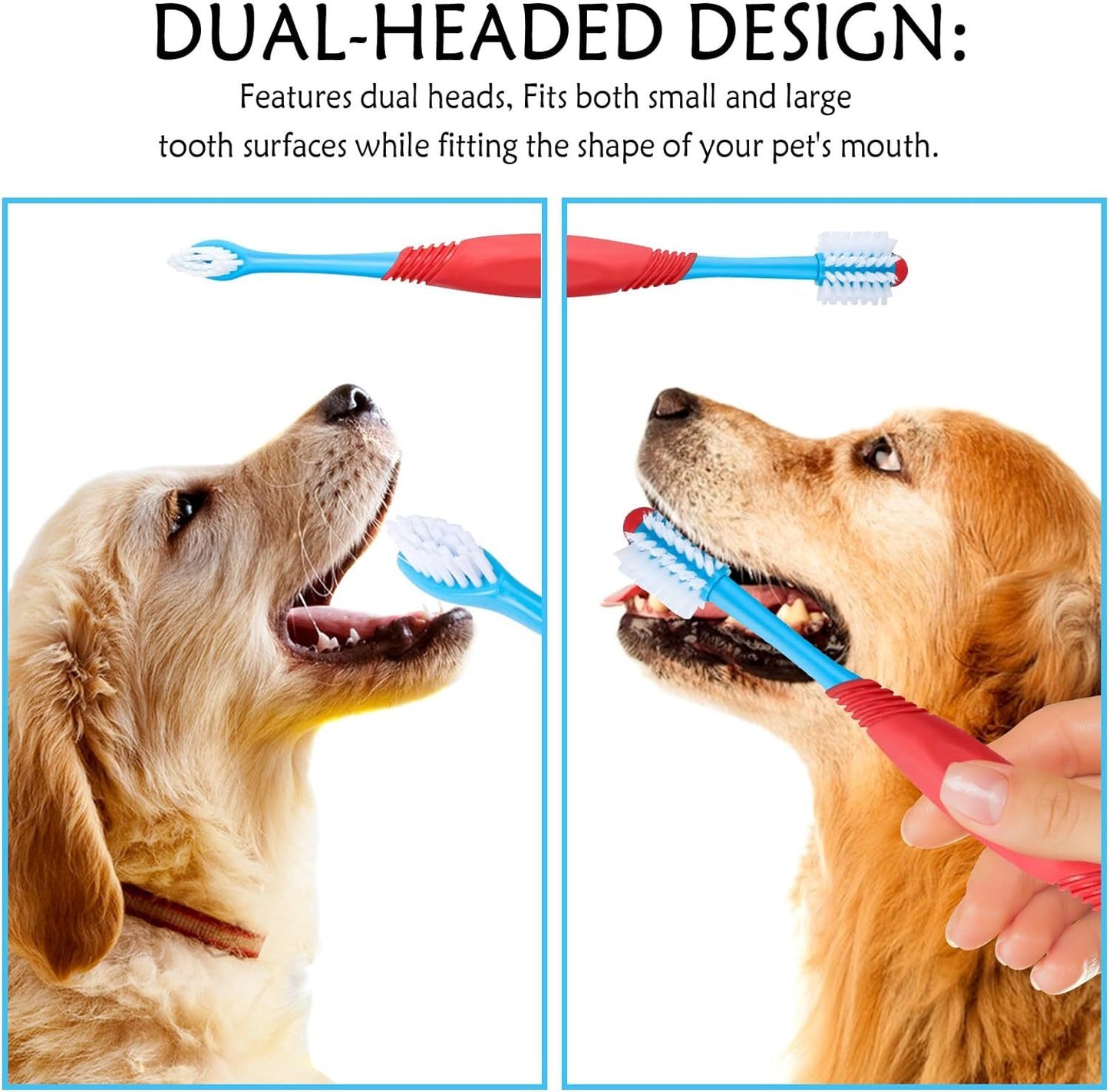 Dog Toothbrush 360 Degree Dog Tooth Brush, Dual Head Dog Tooth Brushing Kit Non Slip Toothbrush For Dogs And Cat Teeth Clean Pet Toothbrush Dental Care